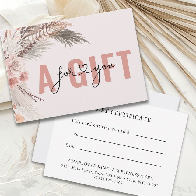 CARTE CERTIFICAT CADEAU PROFESSIONNEL | BOHO (BUSINESS GIFT CERTIFICATE | BOHO)