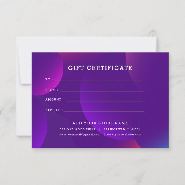 Carte Certificat cadeau professionnel minimaliste avec l (Devant)