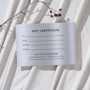 Carte Certificat cadeau professionnel minimaliste avec l