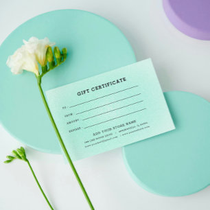 Carte Certificat cadeau professionnel minimaliste avec l