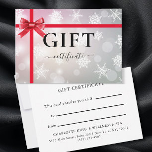 Carte CERTIFICAT CADEAU PROFESSIONNEL   Moderne   Ruban 