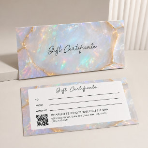 Carte Certificat Cadeau QR Code Holographique Opale Luxe
