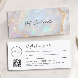 Carte Certificat cadeau QR Code Logo Opale Luxe