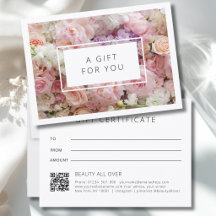 Certificat-cadeau QR Code pour Entreprise de Fleur