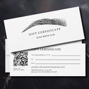 Carte Certificat cadeau QR Code Salon de sourcils minima