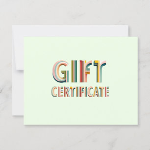 Carte Certificat Cadeau Rétro Vintage Vert