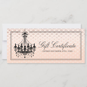 Carte Certificat cadeau rose de lustre d'or