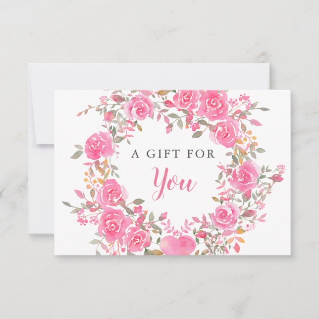 Carte Certificat cadeau rose floral (Devant)