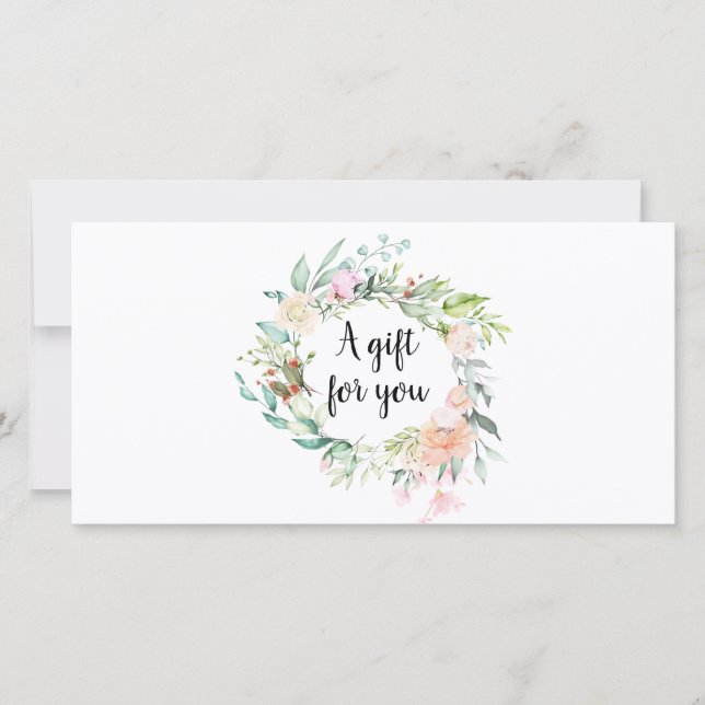 Carte Certificat cadeau rose Floral Garland Script (Devant)