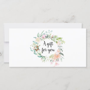 Carte Certificat cadeau rose Floral Garland Script