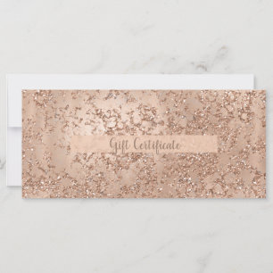 Carte Certificat Cadeau Rose Gold Blush Pink Glam Paille