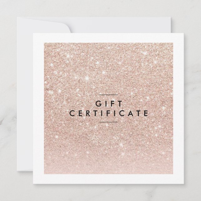 Carte Certificat cadeau rose Gold Chic Salon (Devant)