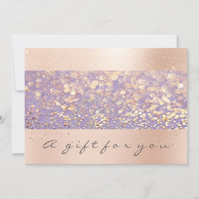 Carte Certificat cadeau Rose Gold Confetti Purple Sparkl (Devant)
