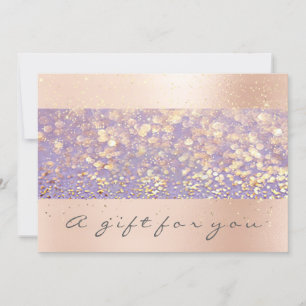 Carte Certificat cadeau Rose Gold Confetti Purple Sparkl