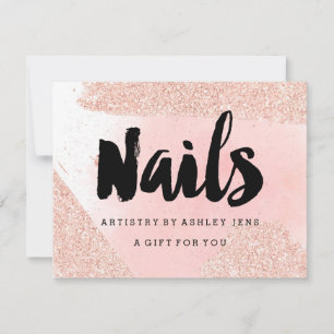 Carte Certificat cadeau rose or parties scintillant ongl