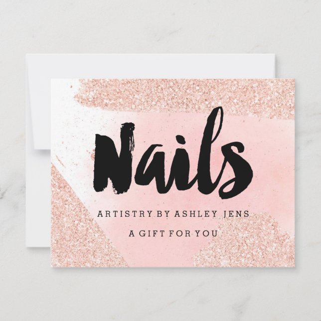 Carte Certificat cadeau rose or parties scintillant ongl (Devant)