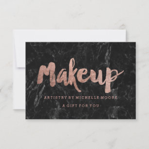 Carte Certificat cadeau rose or typographie marbre noir