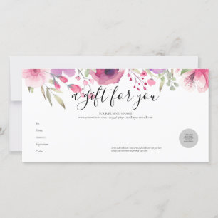 Carte Certificat Cadeau Roses Aquarelle