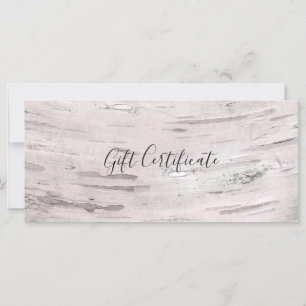 Carte Certificat Cadeau Rustique en Bois de Bouleau Blan
