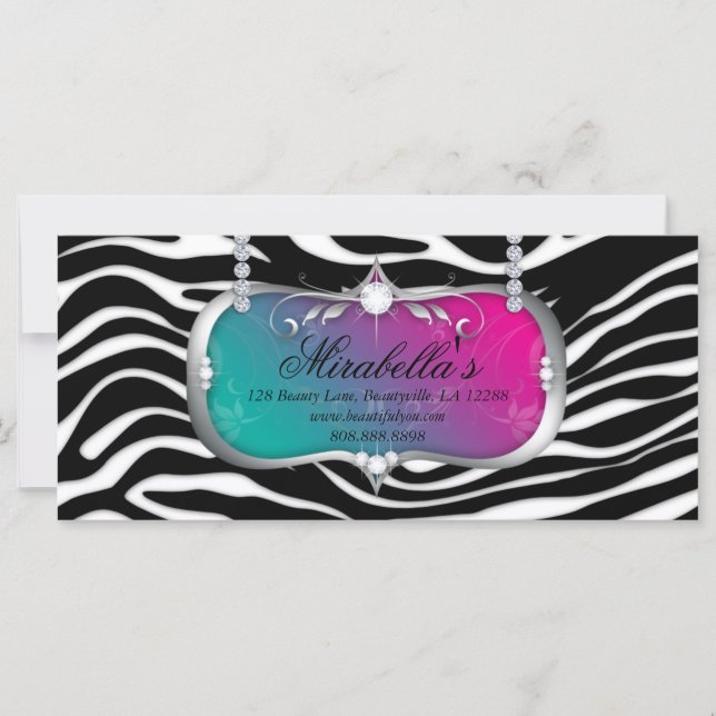 Carte Certificat cadeau Salon de mode Bijoux bleu rose (Devant)