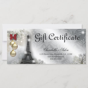 Carte Certificat cadeau Salon de Noël Tour Eiffel Paris