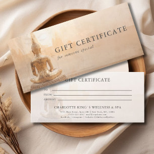 Carte Certificat Cadeau Salon Yoga Reiki Bouddha Doré