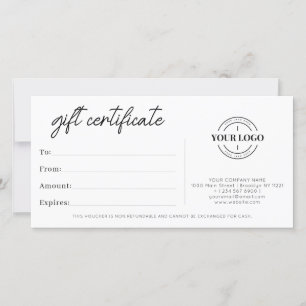 Carte Certificat cadeau simple minimaliste pour petites