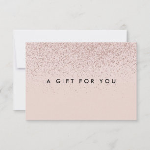 Carte Certificat Cadeau Simple Paillettes Or Rose