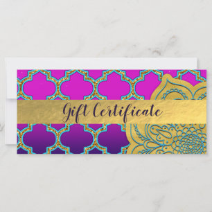 Carte Certificat-cadeau sur le thème indien marocain ara