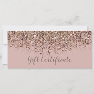 Carte Certificat Cadeau Taupe Blush Rose Bronze Pailleté