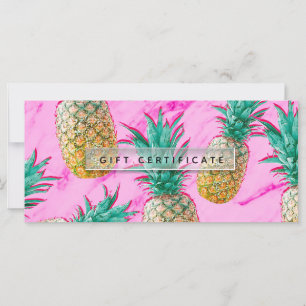 Carte Certificat-cadeau Tropical Pineapples & Pink Marbl