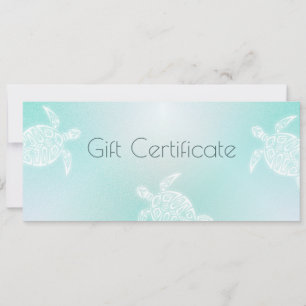 Carte Certificat cadeau Turquoise White Turtle