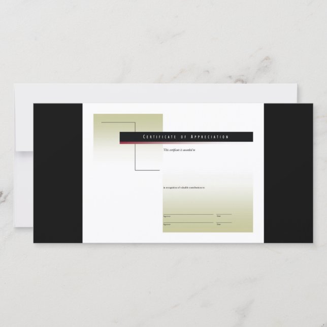 Carte Certificat d'appréciation1 (Devant)