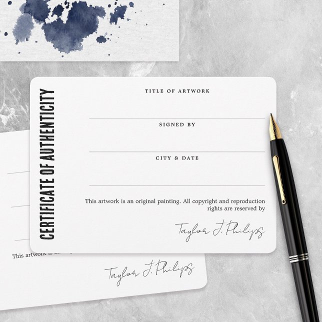 Carte Certificat d'authenticité du script de signature n (Créateur téléchargé)