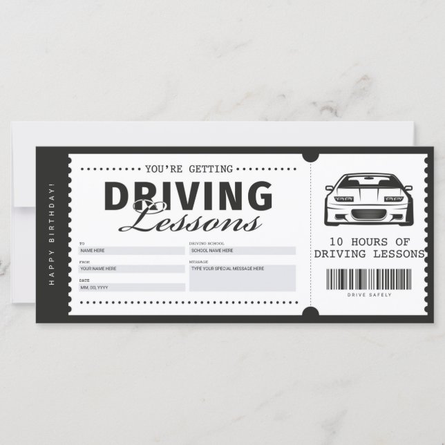 Carte Certificat de bon de billet de voiture (Devant)