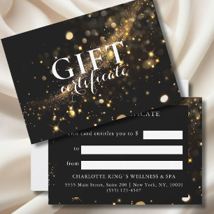 CARTE CERTIFICAT DE CADEAU D'AFFAIRES EN OR NOIR