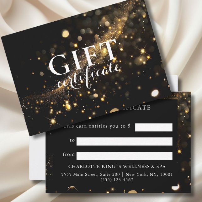 CARTE CERTIFICAT DE CADEAU D'AFFAIRES EN OR NOIR (PERSONALIZED BLACK GOLD BUSINESS GIFT CERTIFICATE)