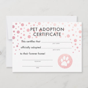 Carte Certificat de fête d'anniversaire d'adoption des a