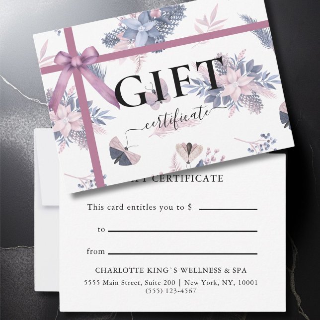 Carte CERTIFICAT DE GESTION DU POISON | Ribbon | (BUSINESS GIFT CERTIFICATE | modern, minimal, ribbon & Christmas pattern.)