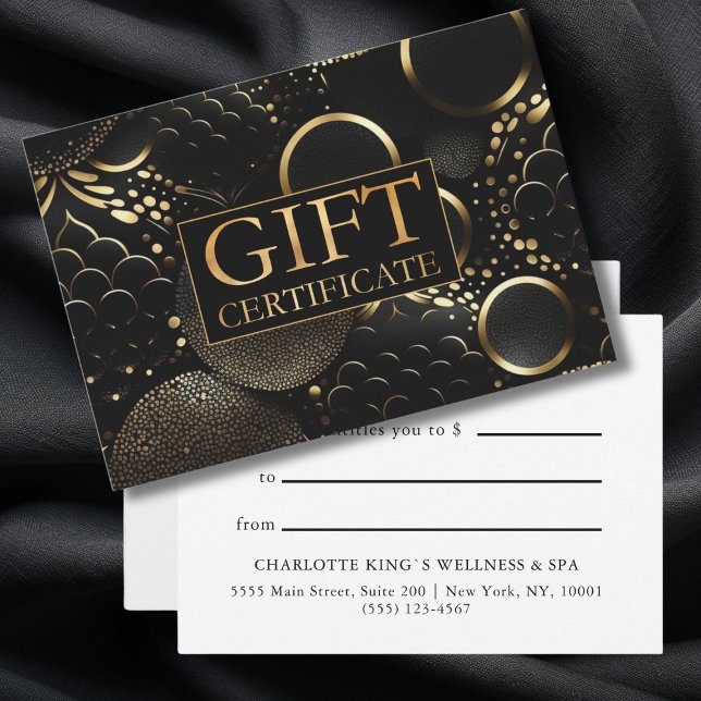 Carte CERTIFICAT DE GESTION | | Floral | (GIFT CERTIFICATE | modern, minimalist, black & gold.)