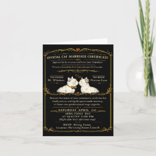 Carte Certificat de mariage de chat drôle Article Mariag