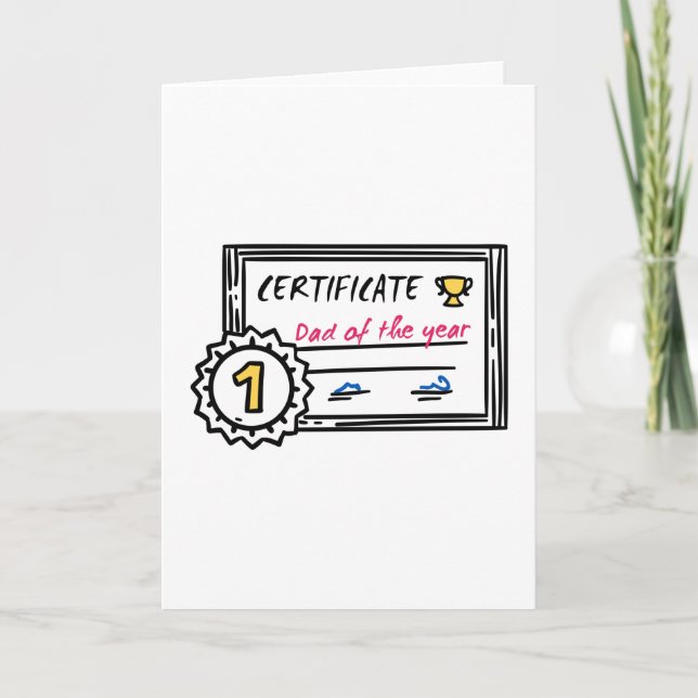 Carte Certificat de papa de l'année Prix de la fête des  (Devant)