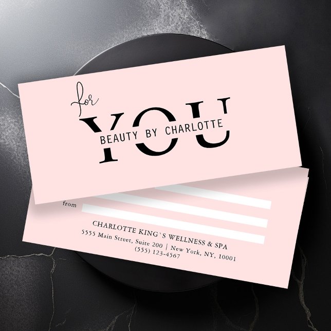 CARTE CERTIFICAT D'ENTITÉ D'AFFAIRES (Personalized, BUSINESS GIFT CERTIFICATE! Pink & White, modern, minimal with a luxury touch.
)