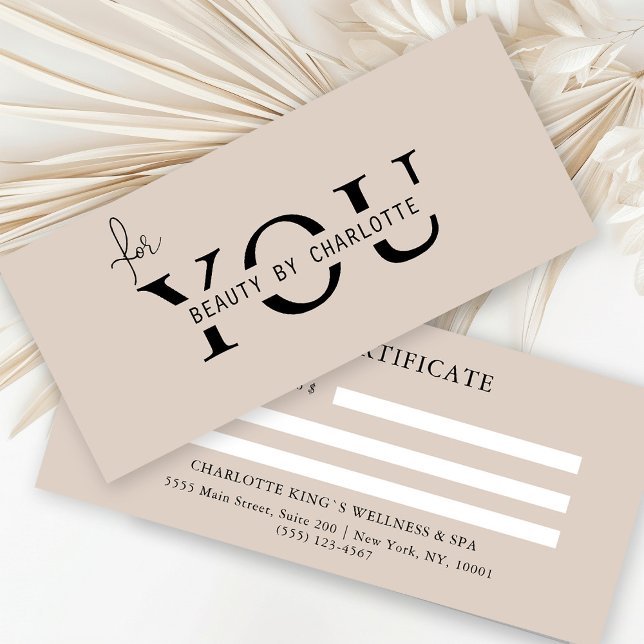CARTE CERTIFICAT D'ENTITÉ D'AFFAIRES (Personalized, BUSINESS GIFT CERTIFICATE! Beige-Brown & White, modern, minimal with a luxury touch.
)