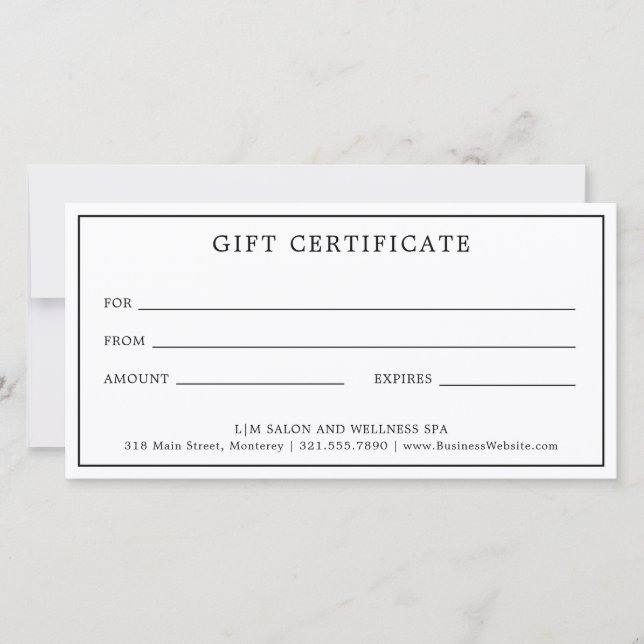 Carte Certificat simple cadeau d'entreprise Monogramme (Devant)