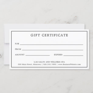Carte Certificat simple cadeau d'entreprise Monogramme