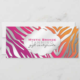 Carte Certificats Cadeau à Imprimé Zèbre Rose Néon et Vi