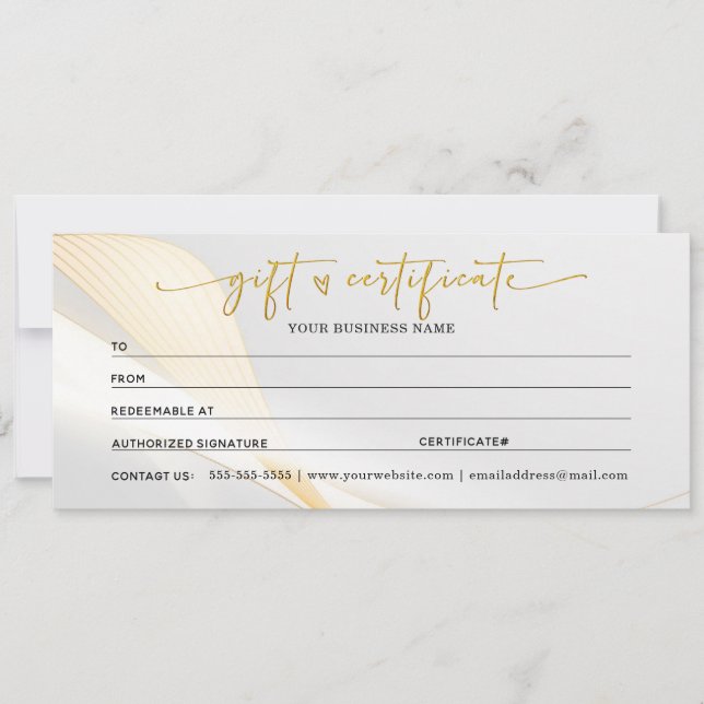 Carte Certificats cadeau Gold pour mon entreprise (Devant)