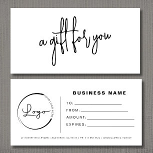 Carte Certificats cadeaux Black White Logo