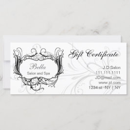 Carte Certificats cadeaux chic en noir et blanc